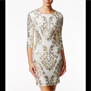 NWT Gold & Ivory White Sequined Bodycon Dress